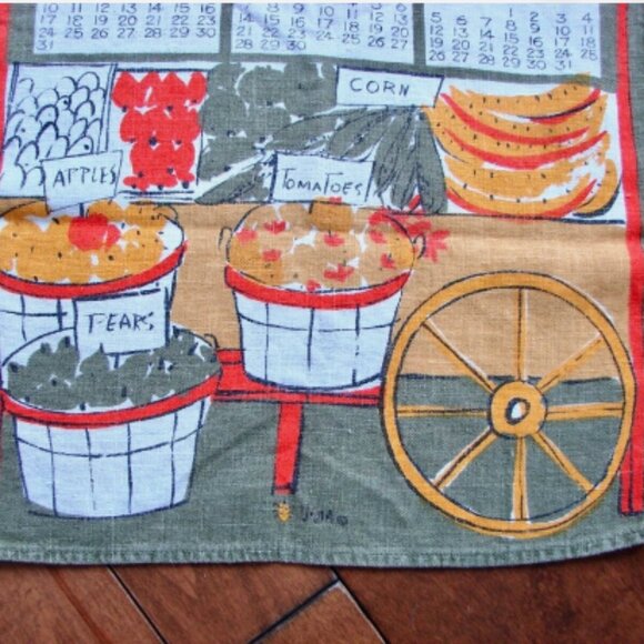 Vintage Vera Neumann 1965 Tea Towel Signed Vera Ladybug Mid Century Modern MCM - Picture 5 of 8